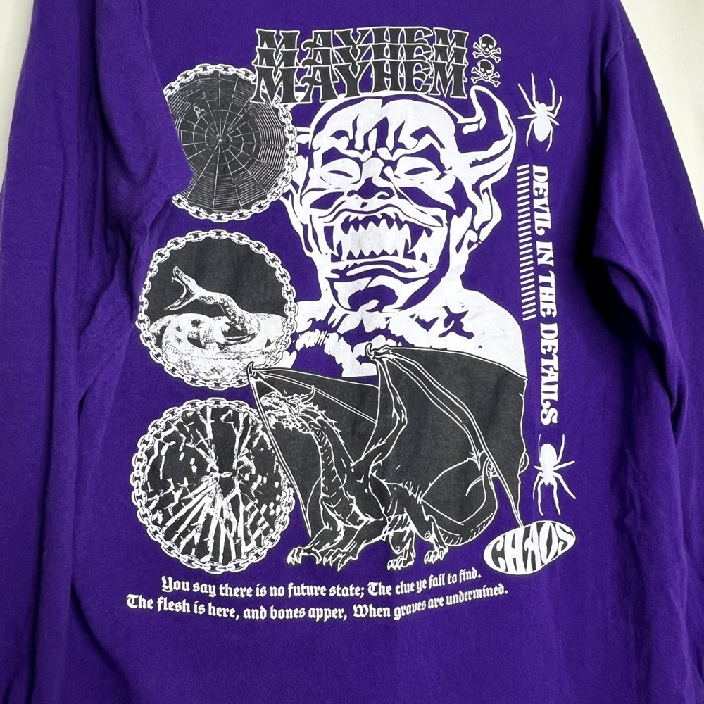 Vitriol Chaos T-Shirt Mayhem‎ Long Sleeve Purple Gothic Skater Mens M